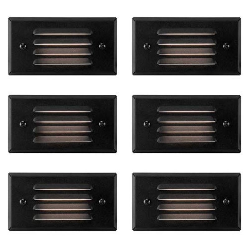GKOLED 12V 3W Surface Mount Low Voltage LED Step Light Fixture with Horizontal Louvered Faceplate for Steps Decks Pathway Yard Stairs Fences, IP65 Outdoor Waterproof, Wet Locations, 6 Pack - Image 1